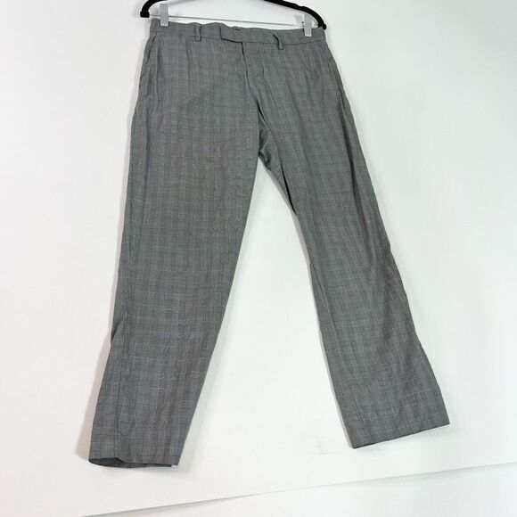Vince Tailored Pants Women's 30 Gray Plaid Ankle Length Straight Leg Cut Cotton - Picture 1 of 11